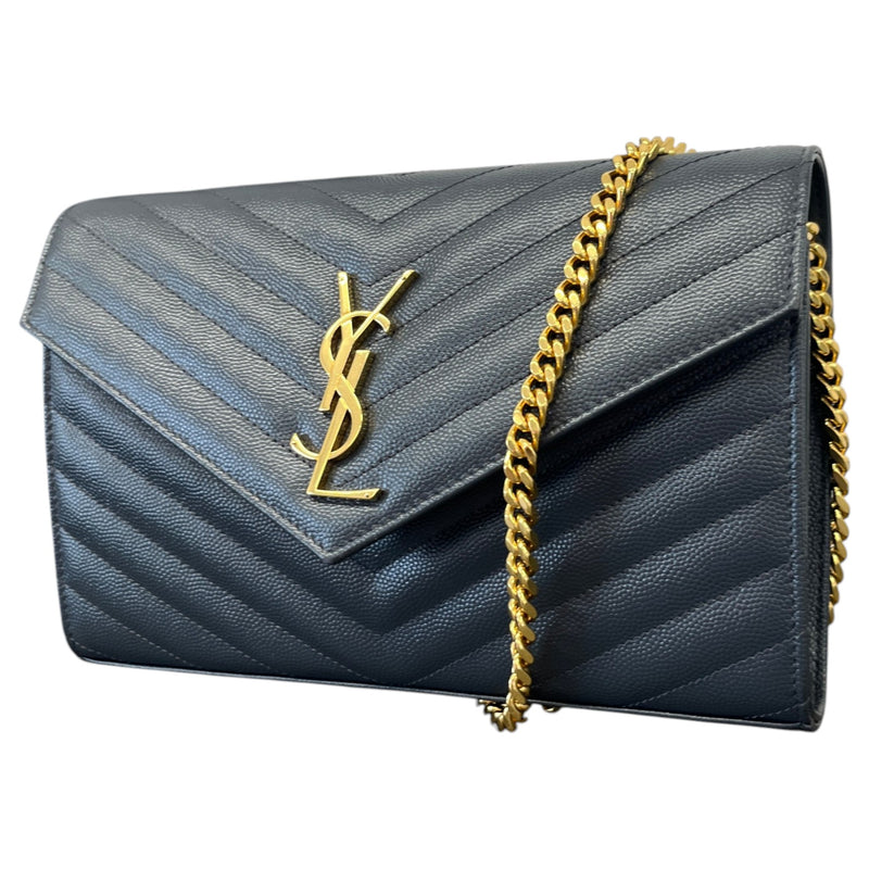 Women's Cassandre Envelope Chain Wallet Crossbody Bag Charcoal
