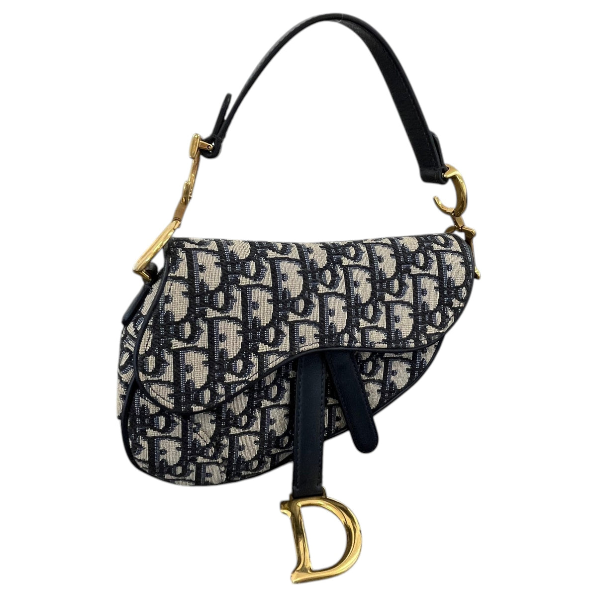 Women's Oblique Saddle Mini Handbag Navy - Photo 5