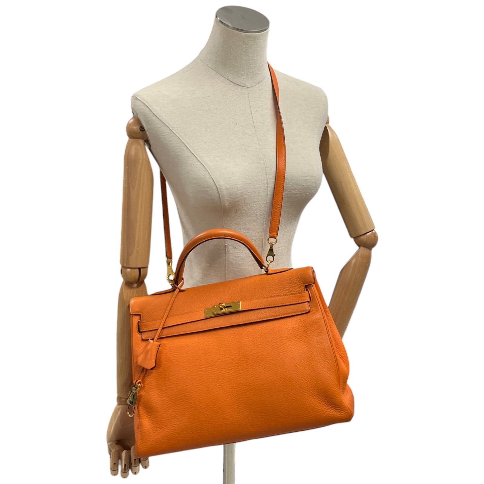 Women's Kelly 35 Retourne Clemence Bag Orange - Photo 2