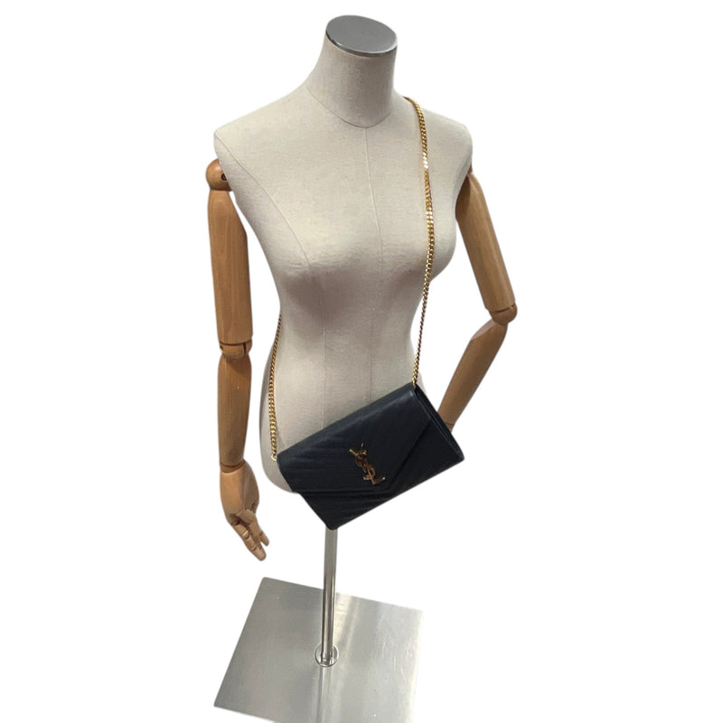 Women's Cassandre Envelope Chain Wallet Crossbody Bag Charcoal
