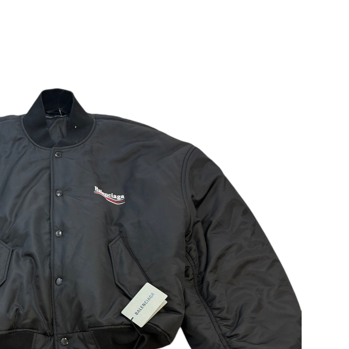 Men's Political Logo Oversized Unisex Bomber Down Jacket Black Size S - Photo 3