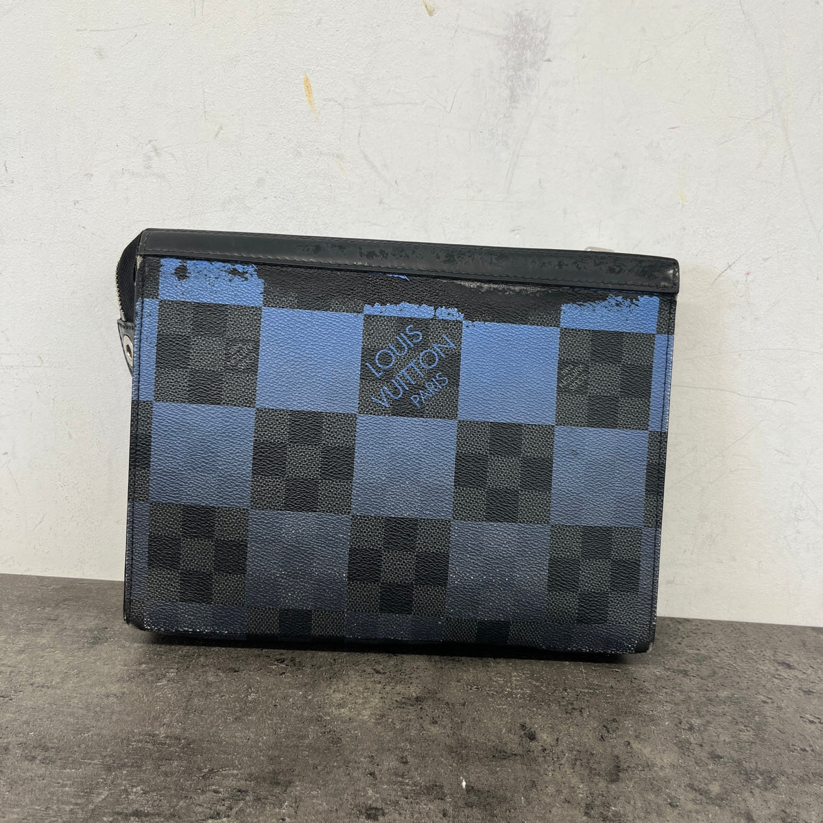 Men's Damier Graphite Pixel Pochette Voyage PM Pouch Black - Photo 12