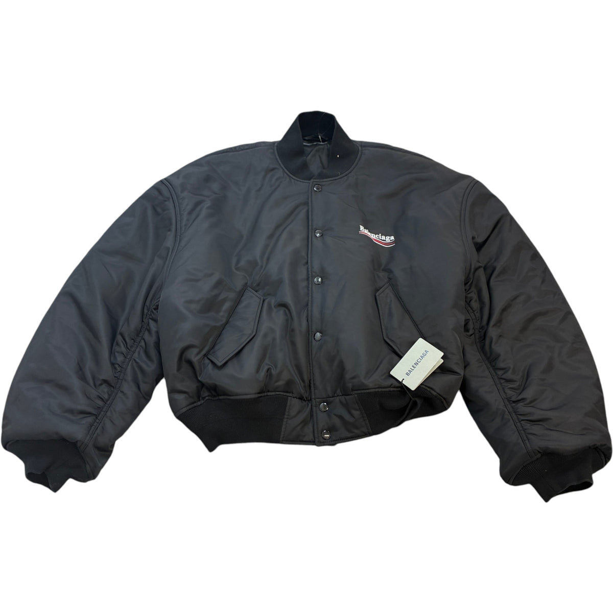Men's Political Logo Oversized Unisex Bomber Down Jacket Black Size S - Photo 1