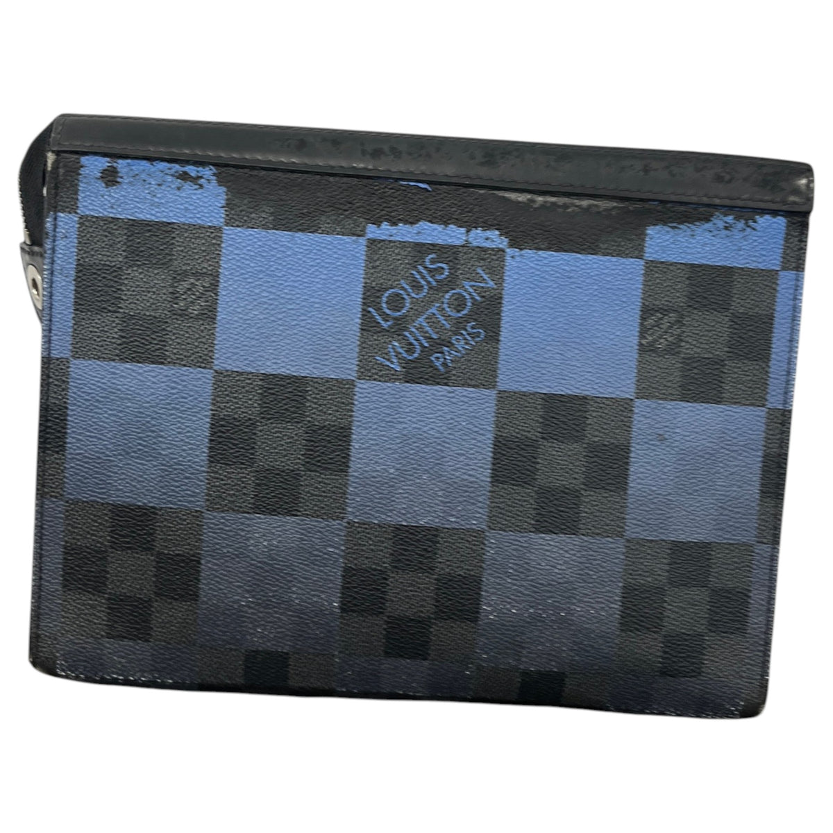 Men's Damier Graphite Pixel Pochette Voyage PM Pouch Black - Photo 1