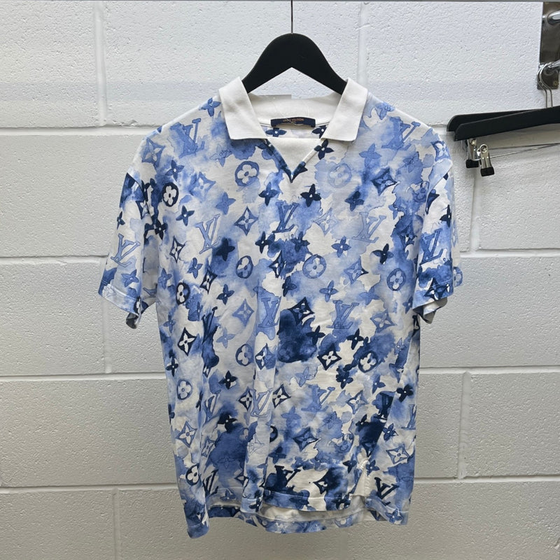 Men's Watercolor Monogram Polo Shirt White Size S