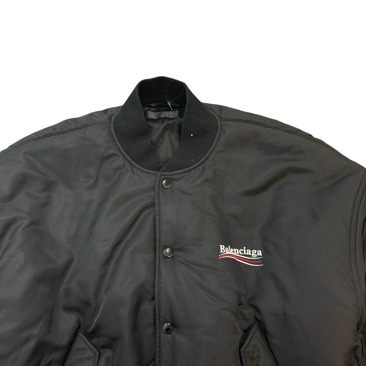 Men's Political Logo Oversized Unisex Bomber Down Jacket Black Size S - Photo 5