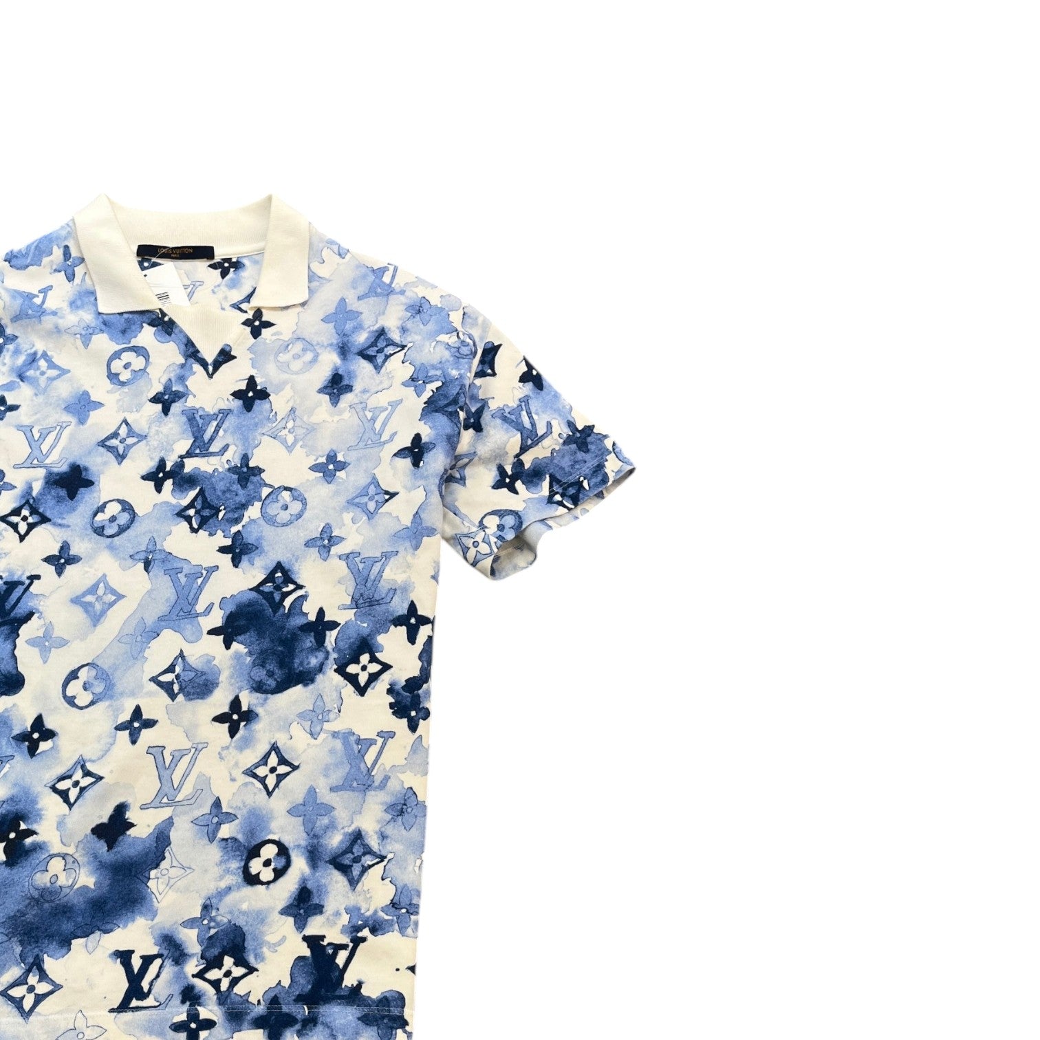Men's Watercolor Monogram Polo Shirt White Size S - Photo 3