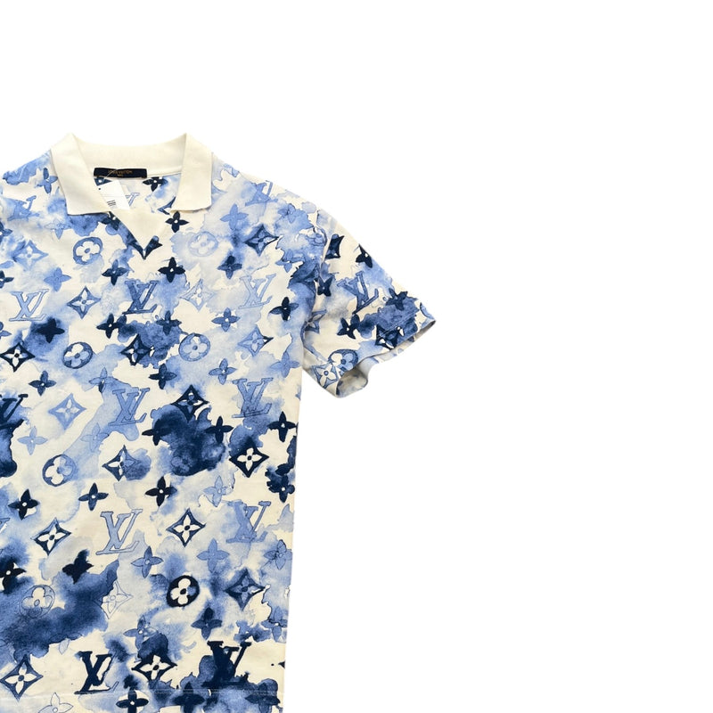 Men's Watercolor Monogram Polo Shirt White Size S