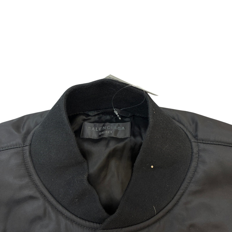 Men's Political Logo Oversized Unisex Bomber Down Jacket Black Size S