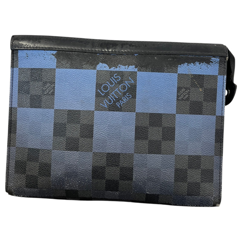 Men's Damier Graphite Pixel Pochette Voyage PM Pouch Black