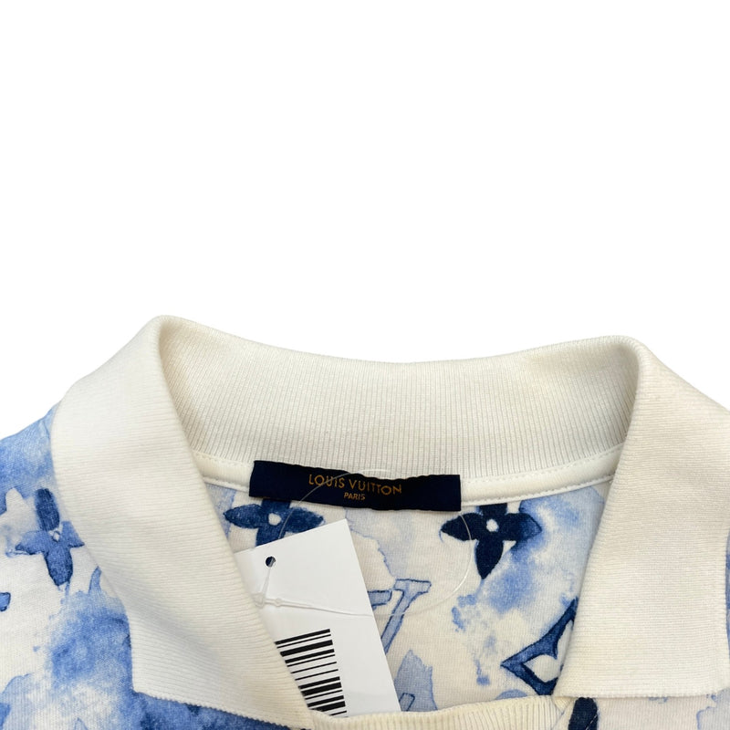 Men's Watercolor Monogram Polo Shirt White Size S