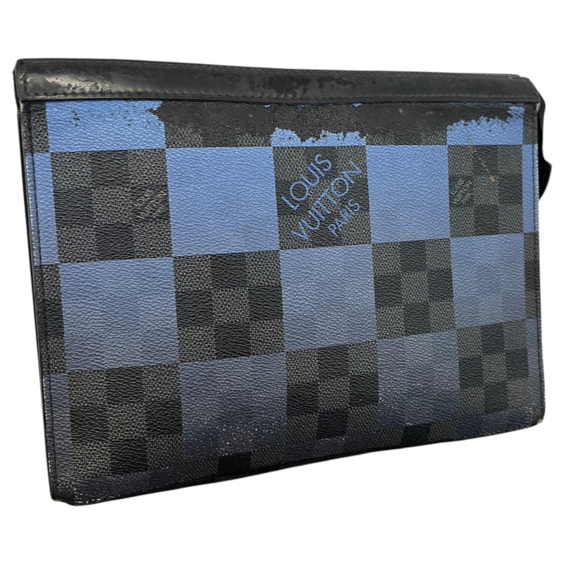 Men's Damier Graphite Pixel Pochette Voyage PM Pouch Black
