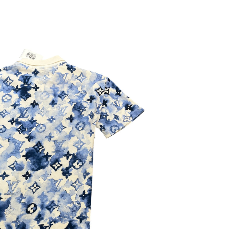 Men's Watercolor Monogram Polo Shirt White Size S