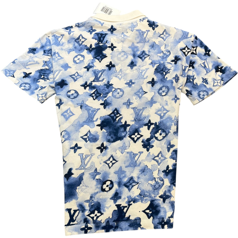 Men's Watercolor Monogram Polo Shirt White Size S