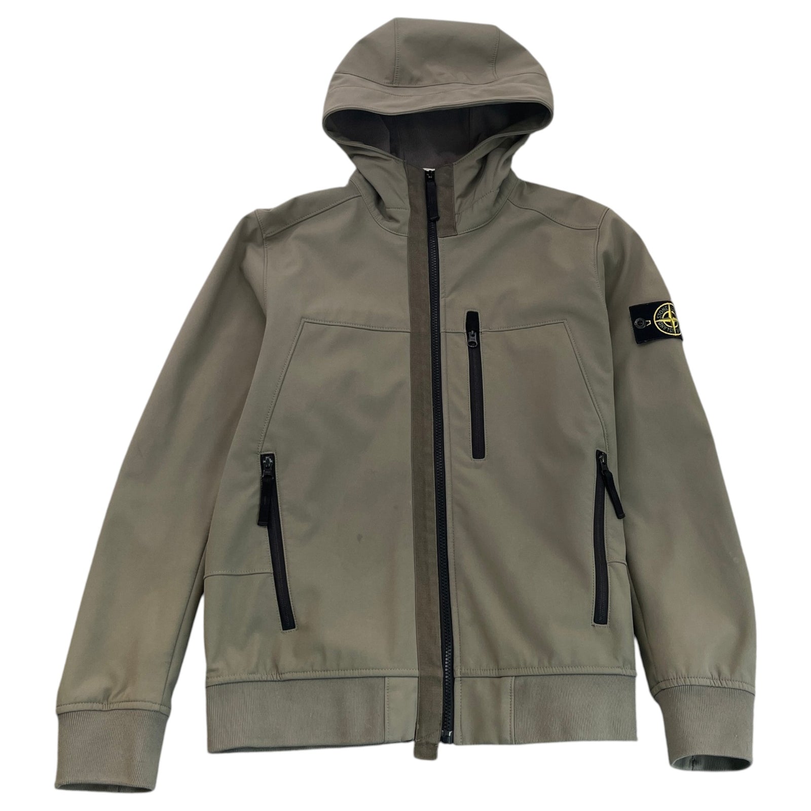 Men's Applique Logo Soft Shell-R Hooded Jacket Khaki Size M - Photo 1