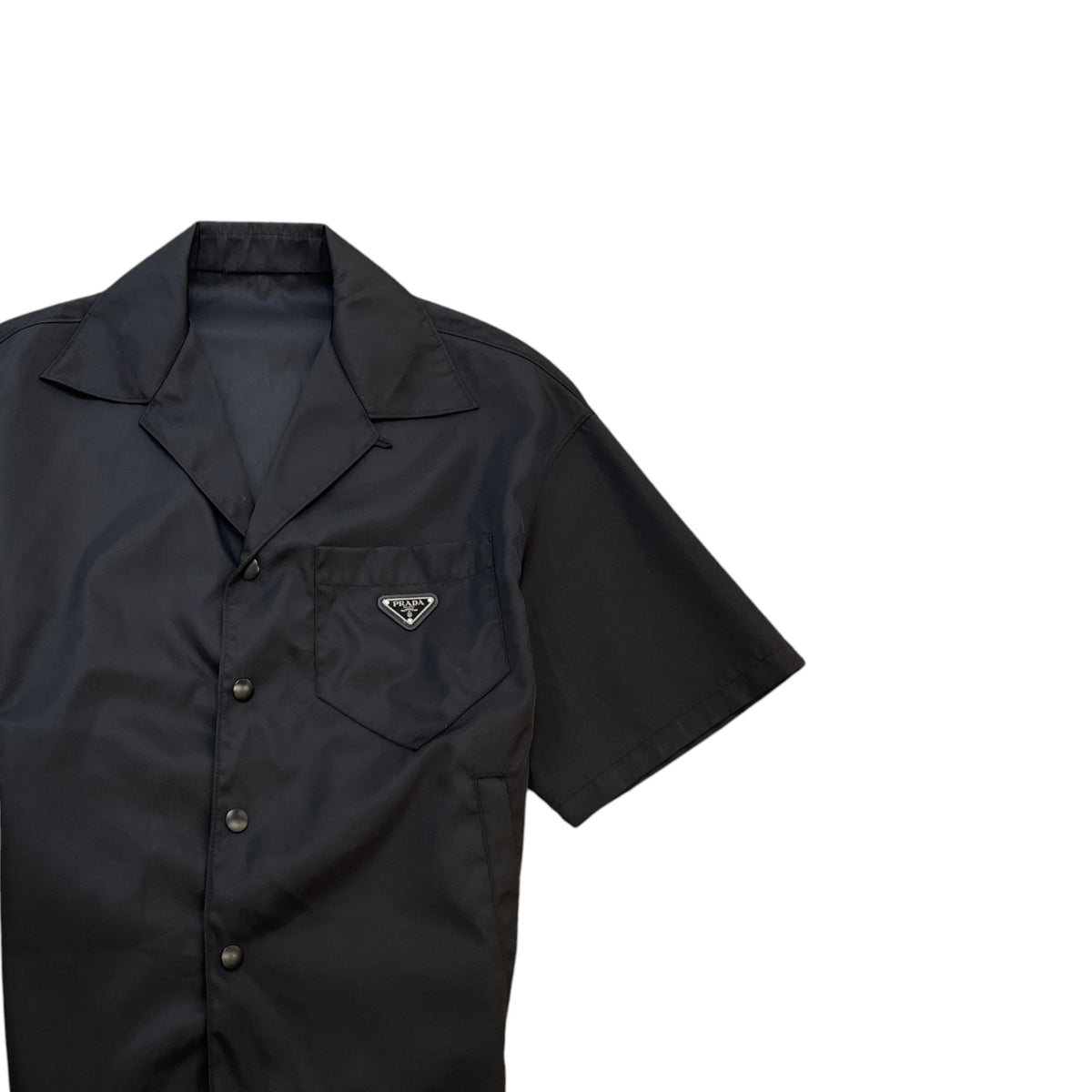 Men's Re Nylon Plaque Logo Short Sleeve Shirt Black Size S - Photo 3