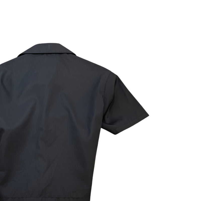 Men's Re Nylon Plaque Logo Short Sleeve Shirt Black Size S