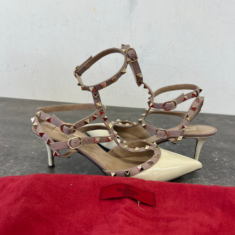 Women's Rockstud Heels Cream Size UK 6.5 / EU 39.5