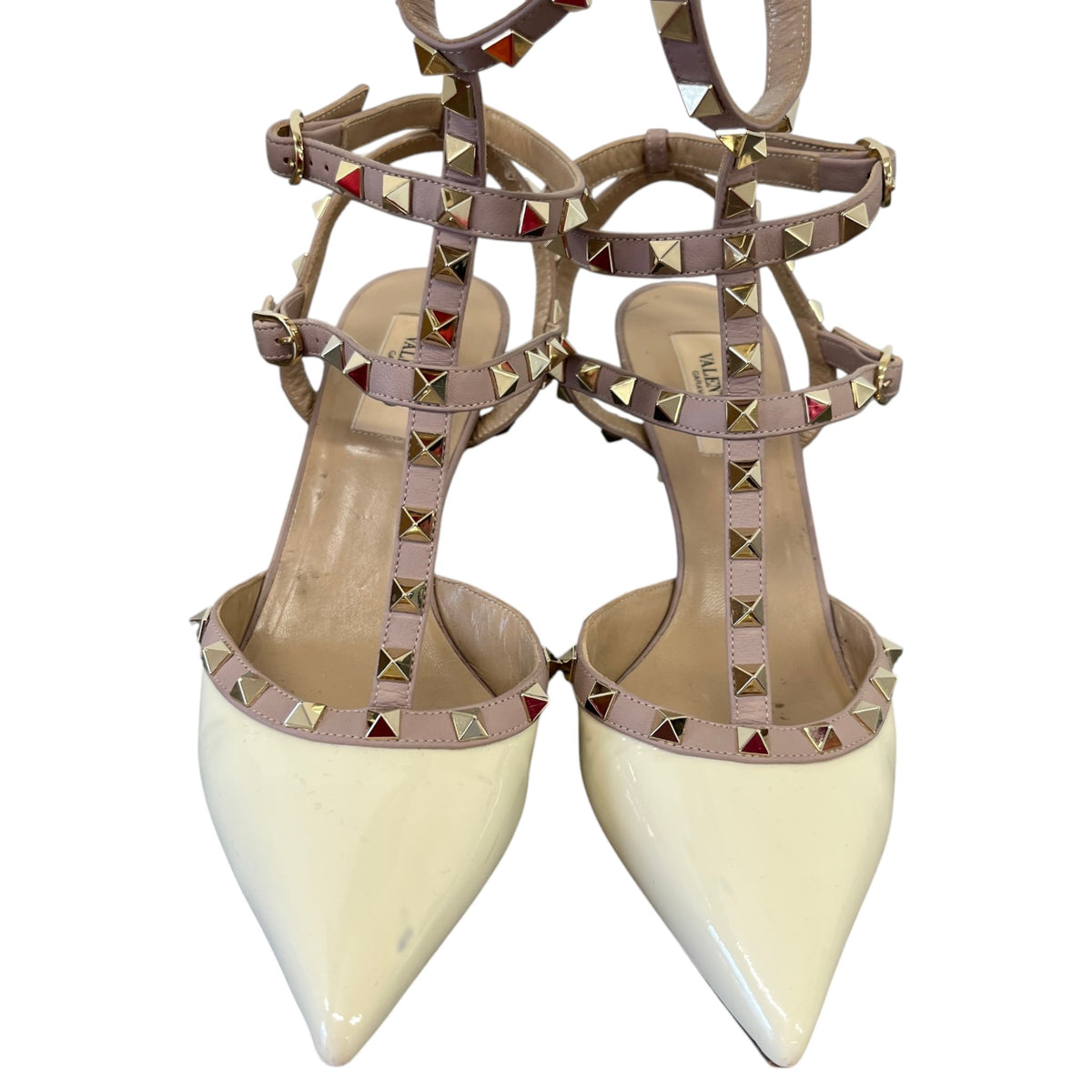 Women's Rockstud Heels Cream Size UK 6.5 / EU 39.5 - Photo 6