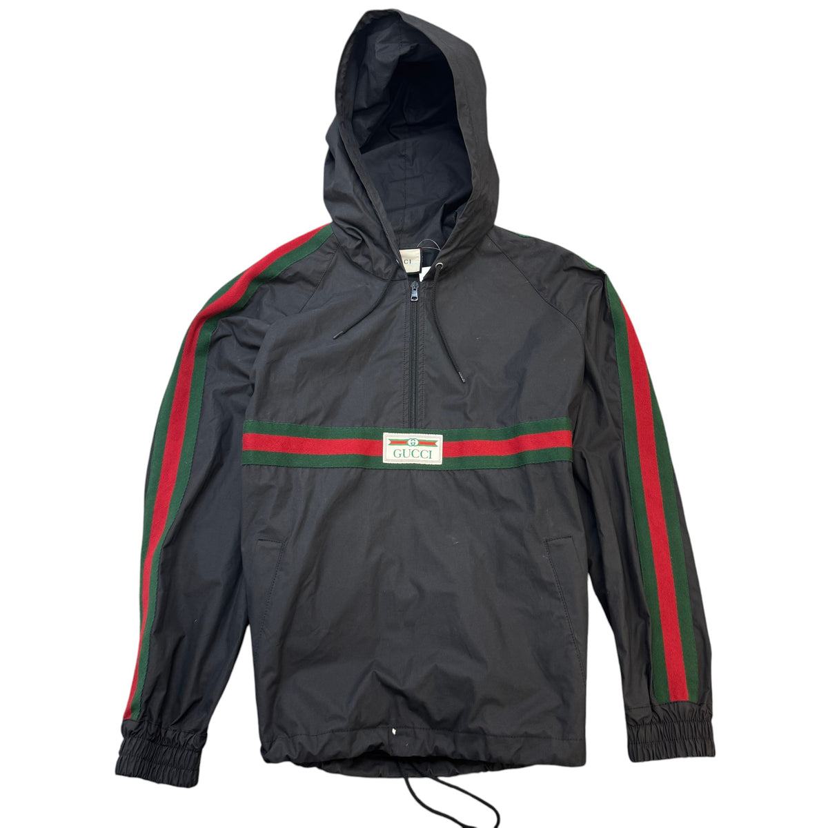 Men's Web Stripe Windbreaker Black Size M - Photo 1