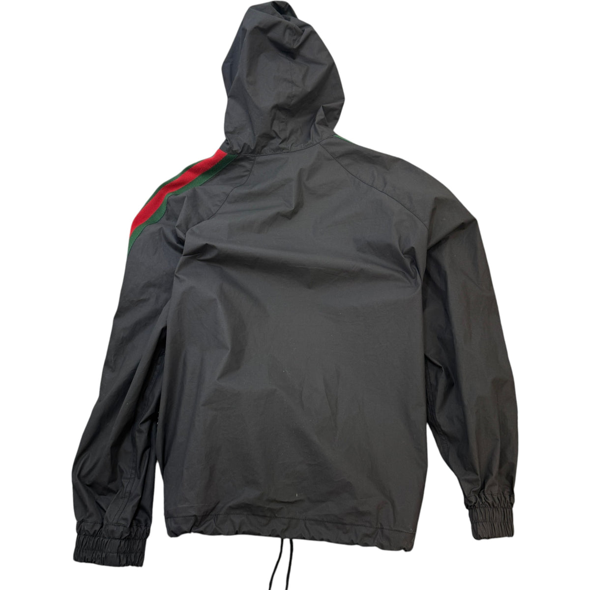 Men's Web Stripe Windbreaker Black Size M - Photo 2