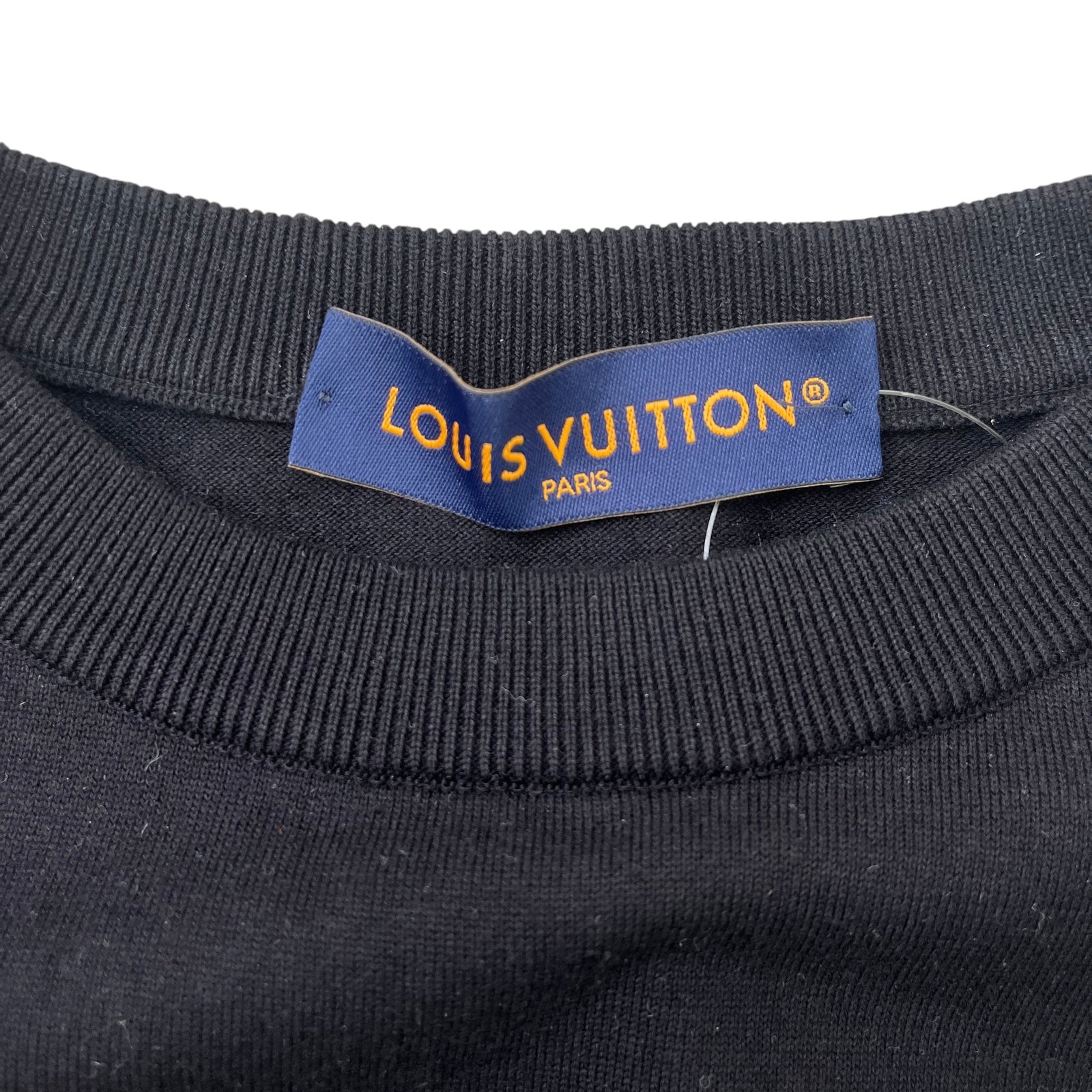 Men's Marque L.Vuitton Deposee Intarsia T-Shirt Black Size XS - Photo 6