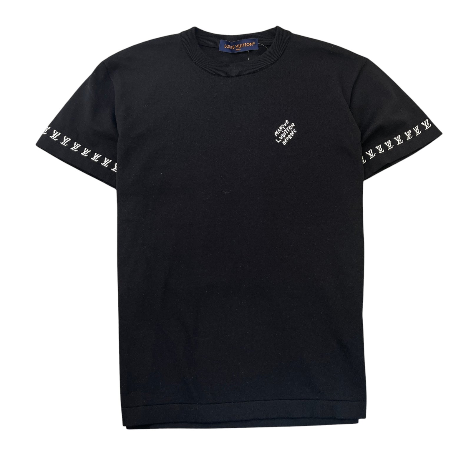 Men's Marque L.Vuitton Deposee Intarsia T-Shirt Black Size XS - Photo 1