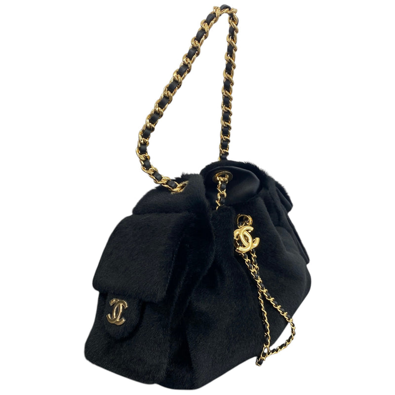 Women's 25 Mini Hobo Pony Hair Handbag Black