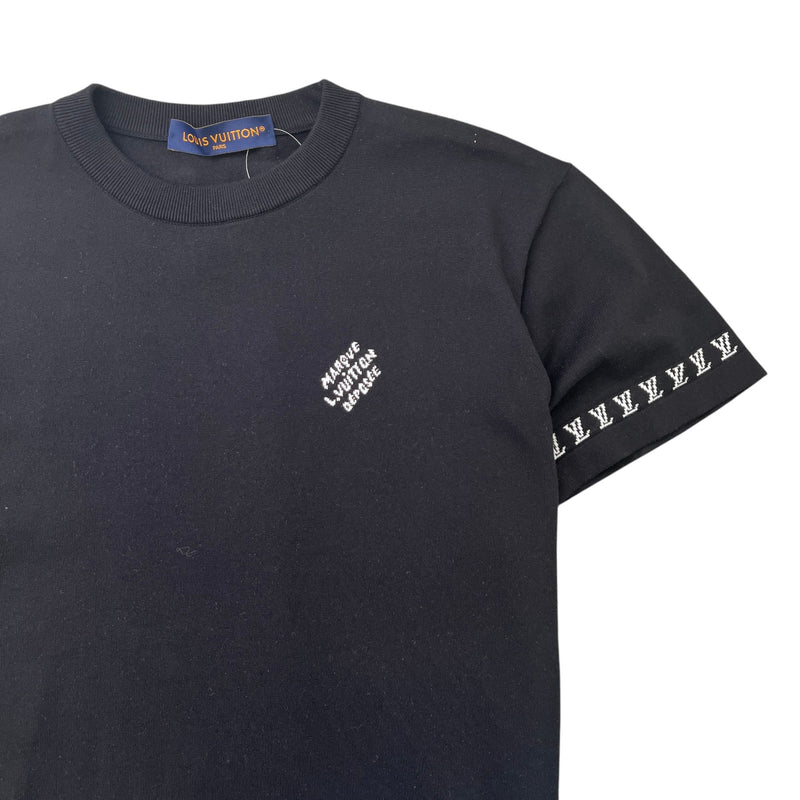 Men's Marque L.Vuitton Deposee Intarsia T-Shirt Black Size XS