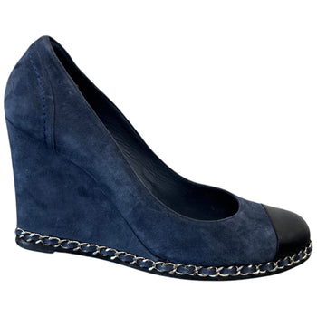Women's Chain Link Wedge Pump Heels Blue Size EU 38 / UK 5