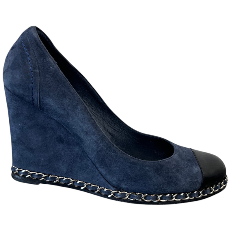 Women's Chain Link Wedge Pump Heels Blue Size EU 38 / UK 5