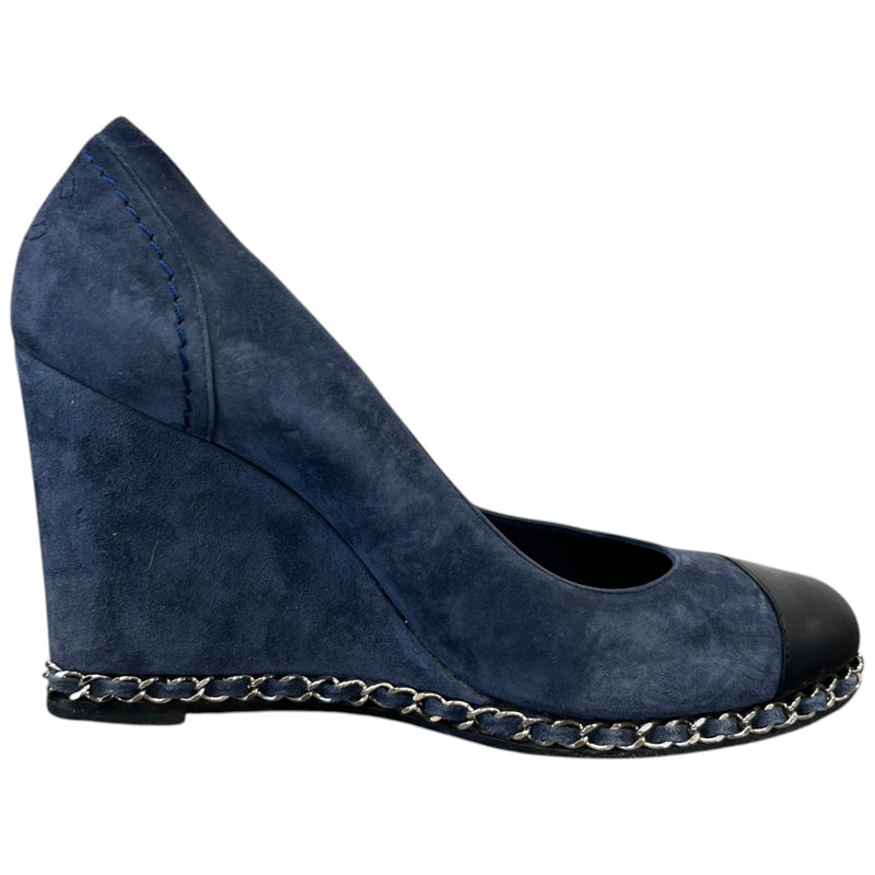 Women's Chain Link Wedge Pump Heels Blue Size EU 38 / UK 5