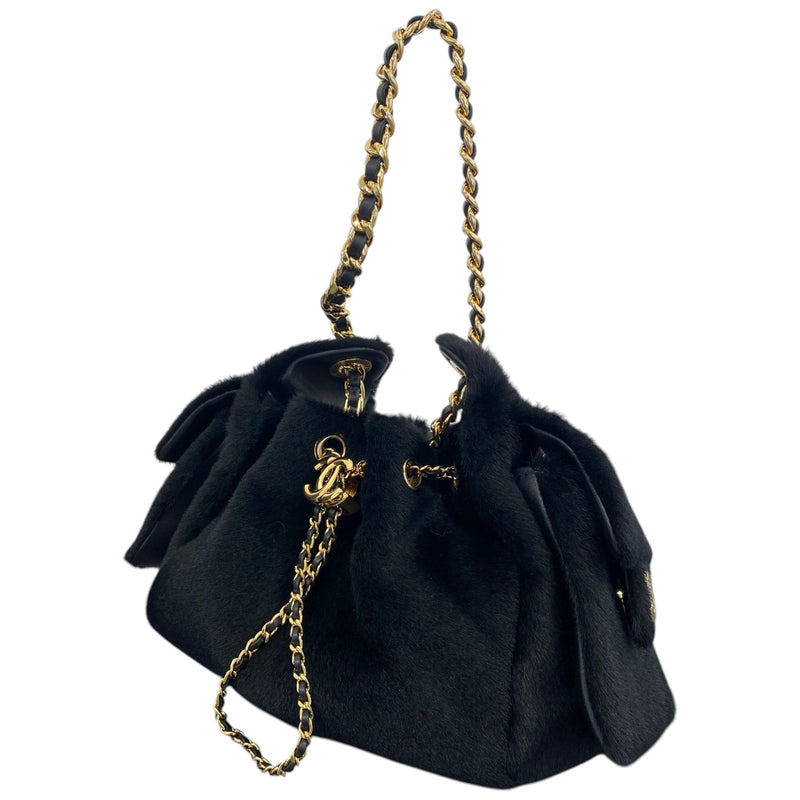 Women's 25 Mini Hobo Pony Hair Handbag Black