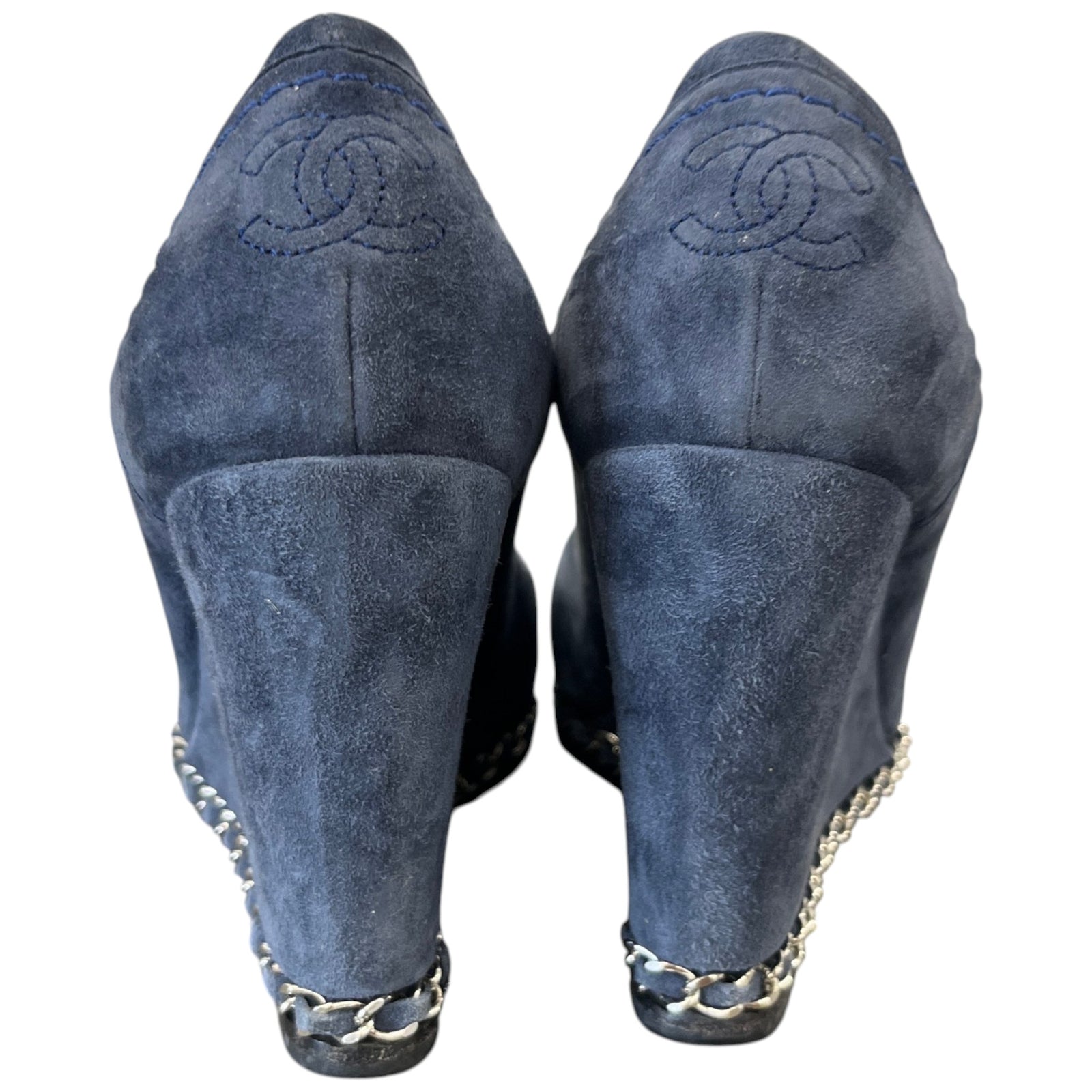 Women's Chain Link Wedge Pump Heels Blue Size EU 38 / UK 5 - Photo 7