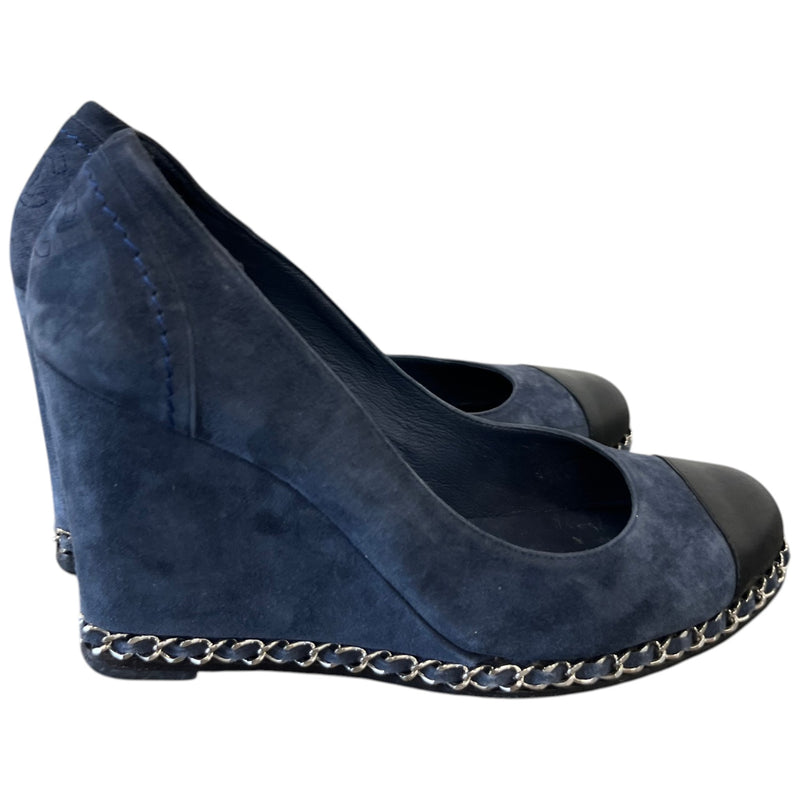 Women's Chain Link Wedge Pump Heels Blue Size EU 38 / UK 5