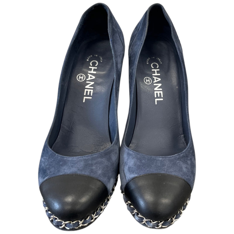 Women's Chain Link Wedge Pump Heels Blue Size EU 38 / UK 5