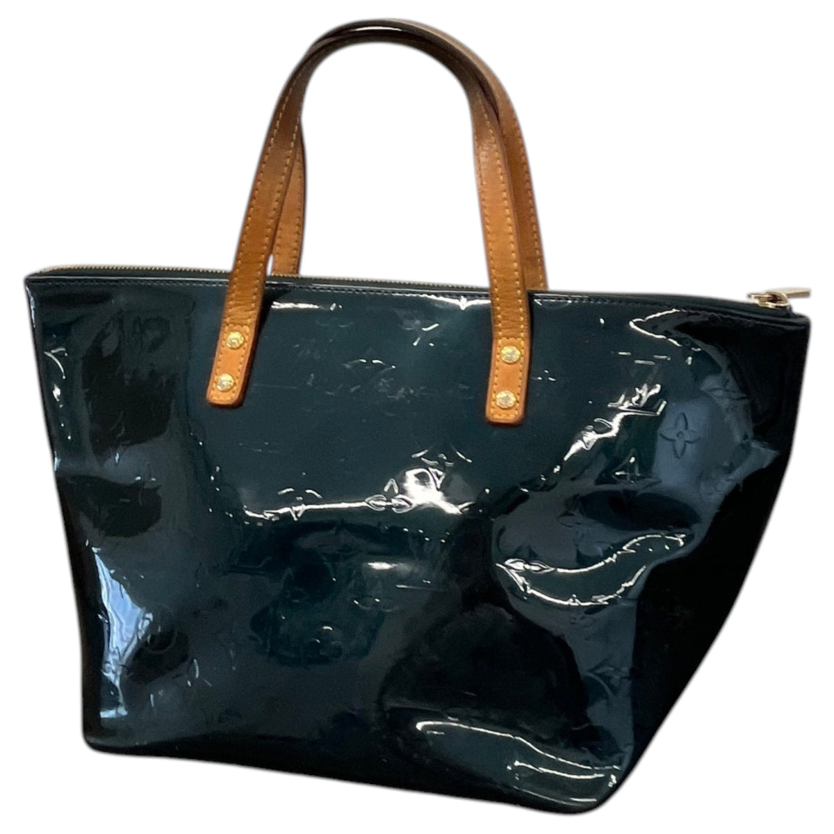 Women's Vernis Leather Bellevue PM Handbag Green - Photo 9