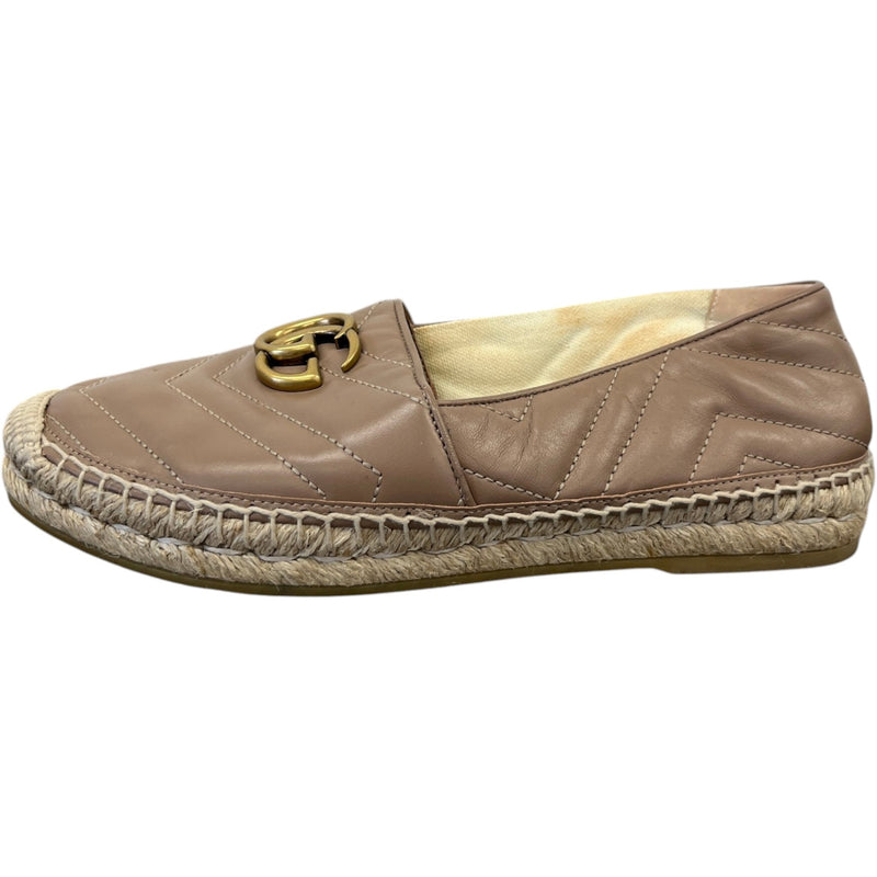 Women's Gg Marmont Matelassé Chevron Espadrilles Loafers Nude Size EU 37 / UK 4
