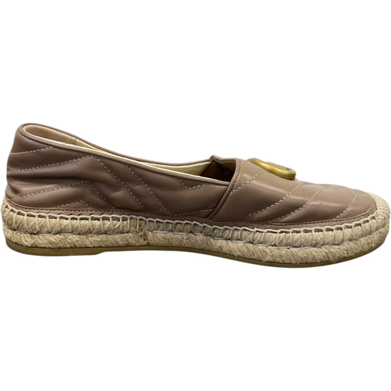Women's Gg Marmont Matelassé Chevron Espadrilles Loafers Nude Size EU 37 / UK 4