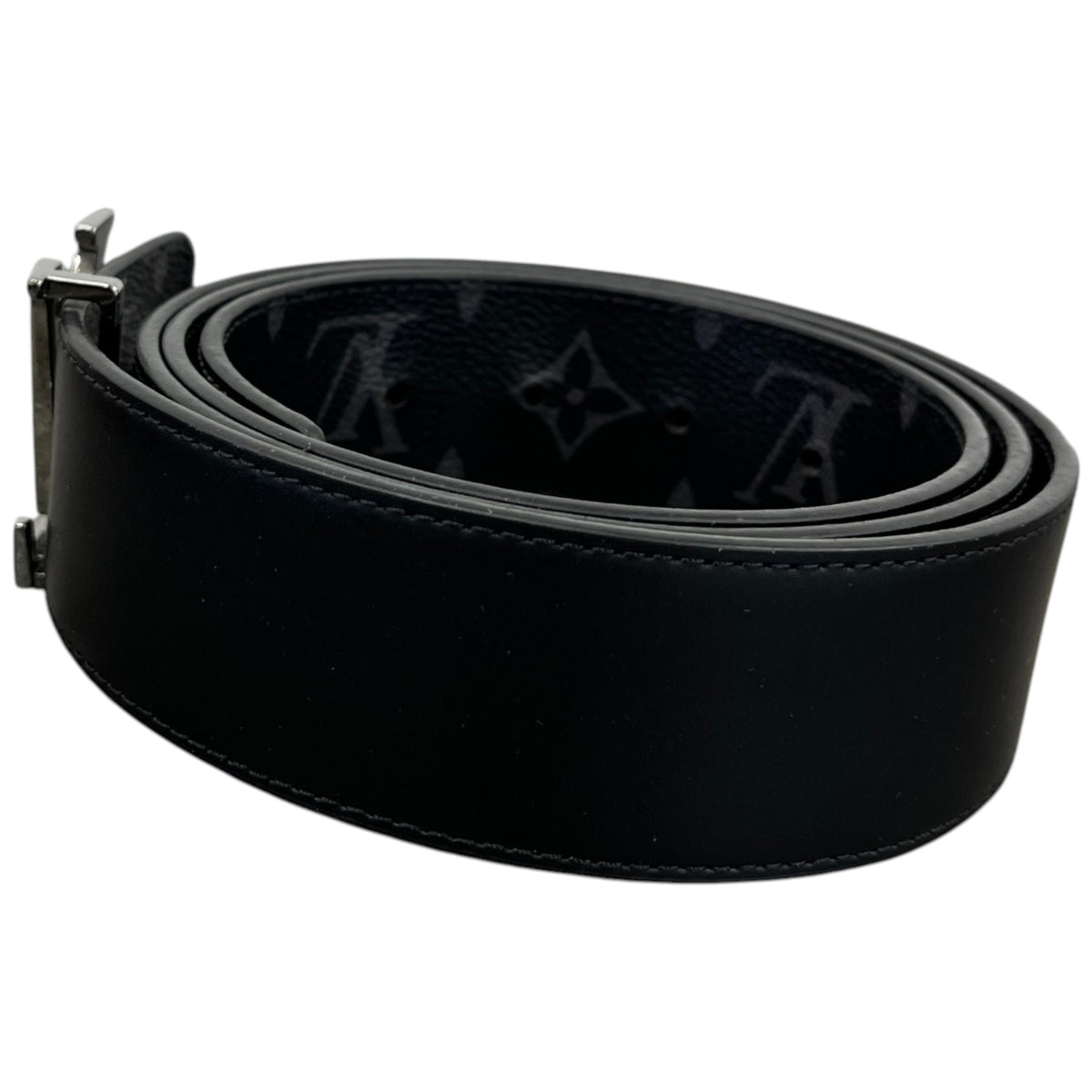 Men's LV Reversible Monogram Eclipse Belt Black Size 34" - Photo 3