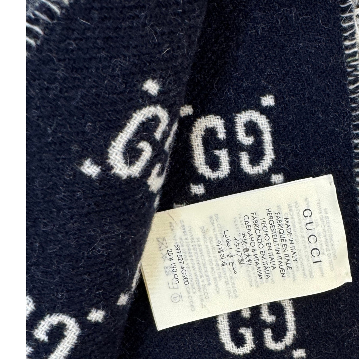 Women's GG Supreme Check Print Scarf Navy - Photo 9