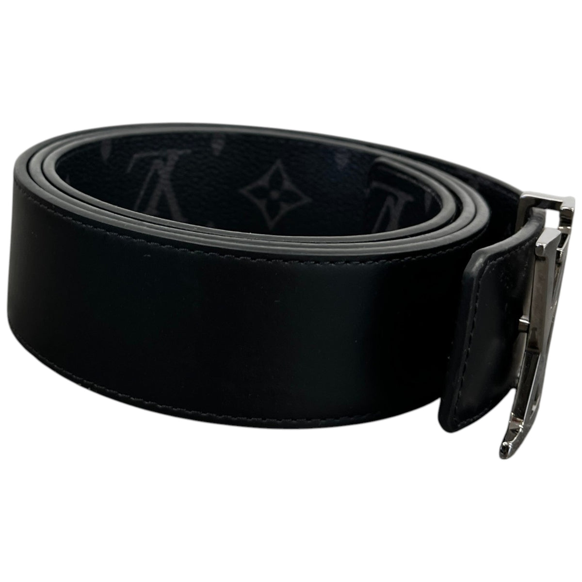 Men's LV Reversible Monogram Eclipse Belt Black Size 34" - Photo 7