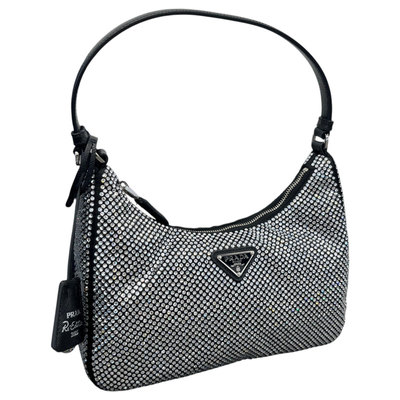 Women's Crystal Embellished Re-Edition 2005 Handbag Black