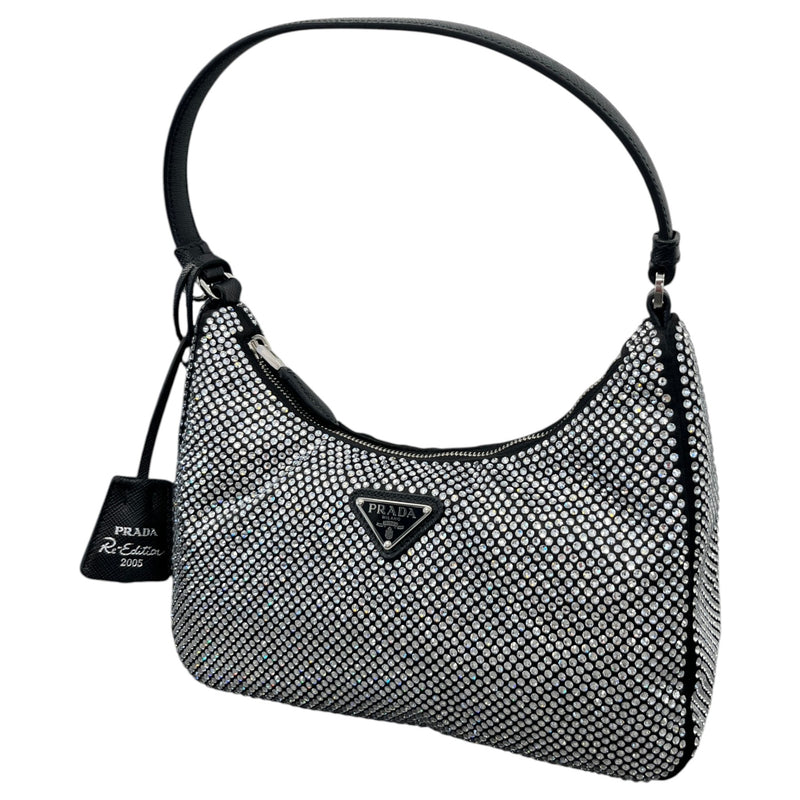 Women's Crystal Embellished Re-Edition 2005 Handbag Black
