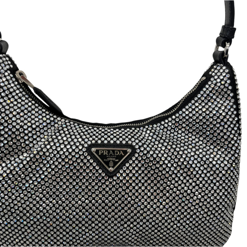 Women's Crystal Embellished Re-Edition 2005 Handbag Black