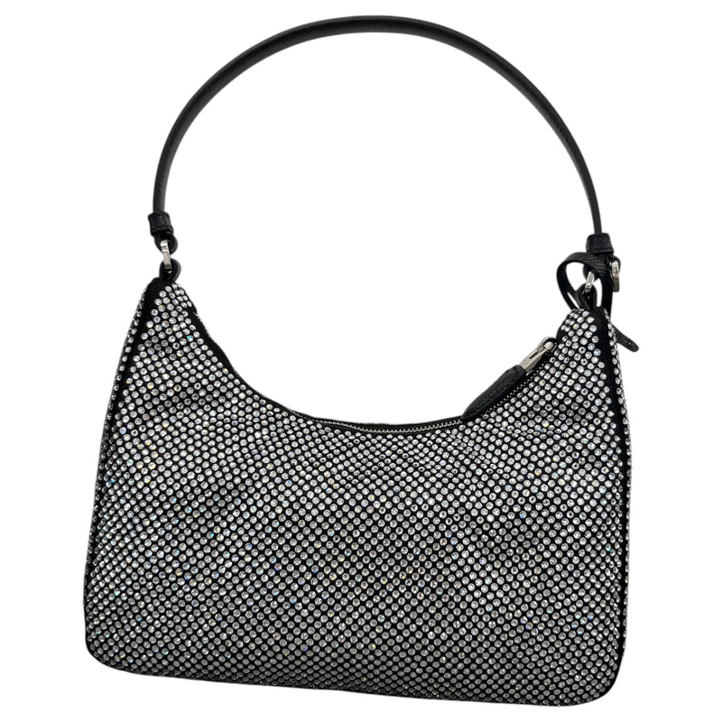 Women's Crystal Embellished Re-Edition 2005 Handbag Black