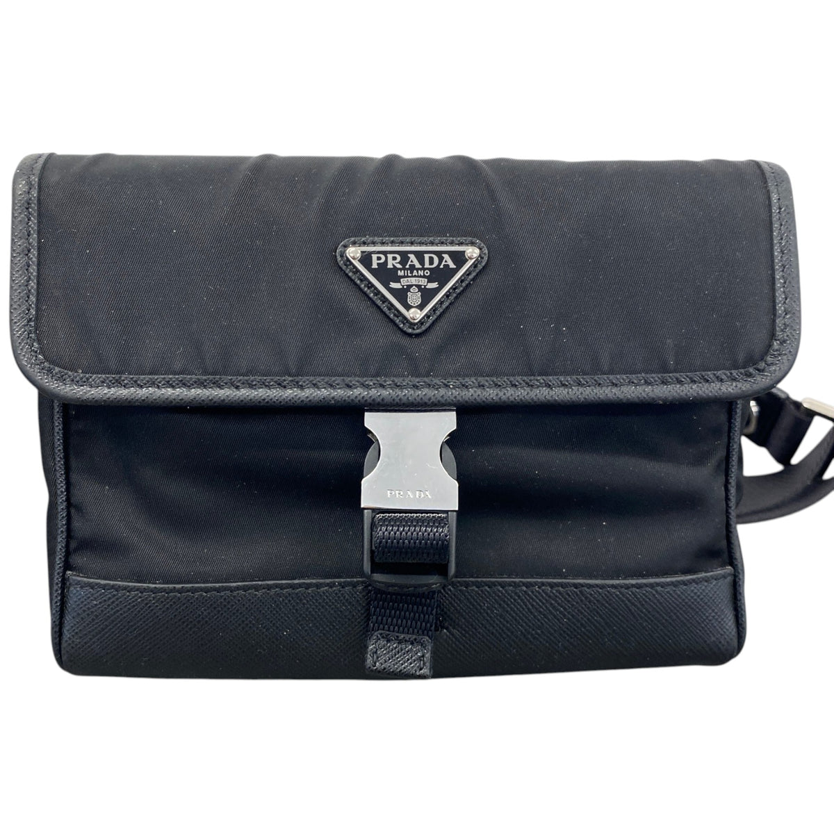 Men's Re-Nylon Plaque Logo Messenger Bag Black - Photo 3