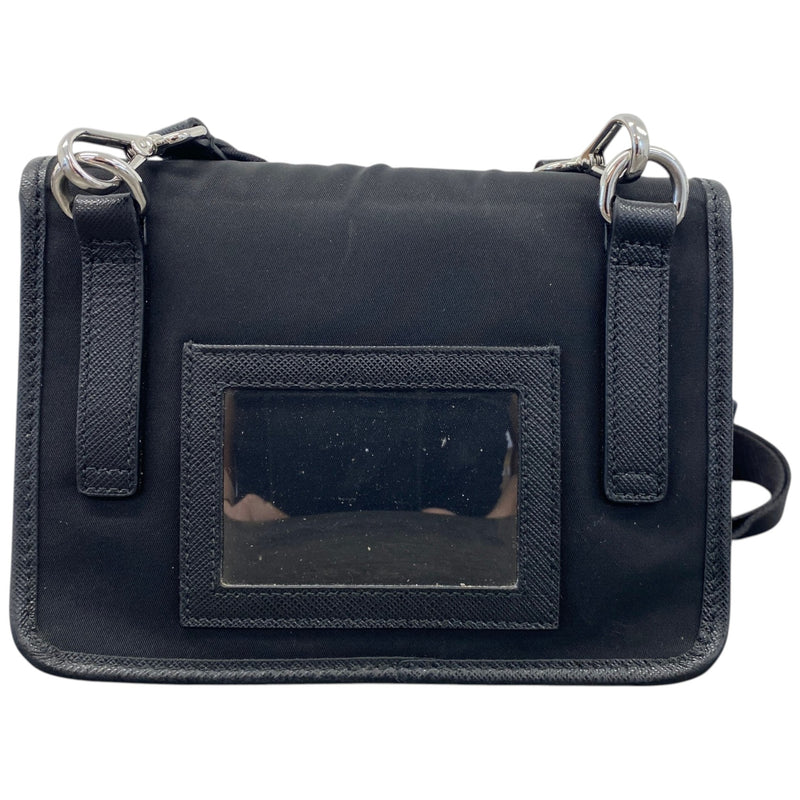Men's Re-Nylon Plaque Logo Messenger Bag Black