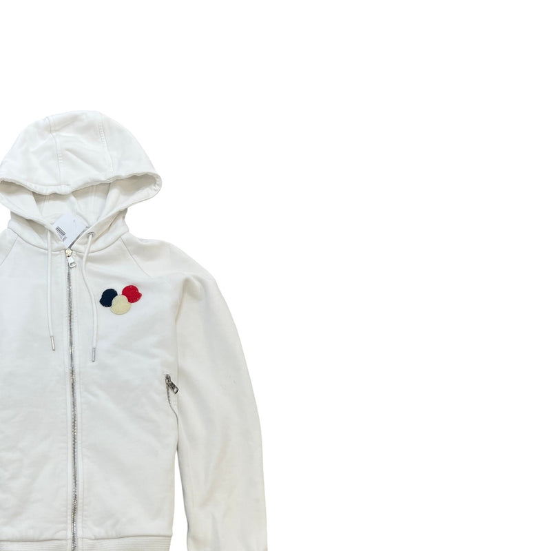 Men's Maglia Logo Patch Zip Up Hoodie White Size M