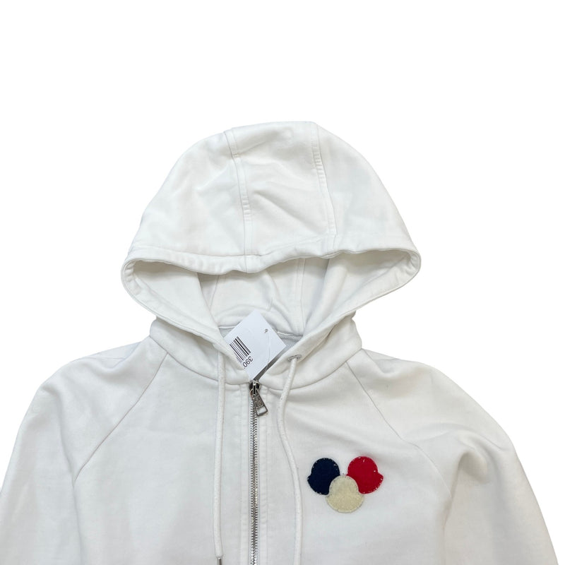Men's Maglia Logo Patch Zip Up Hoodie White Size M